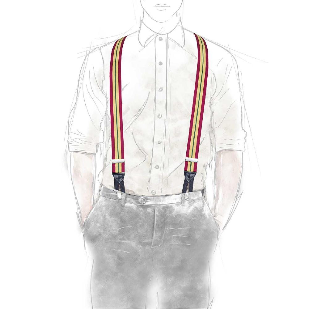 Rubinacci Bretelle Rigate Giallo E Bordeaux