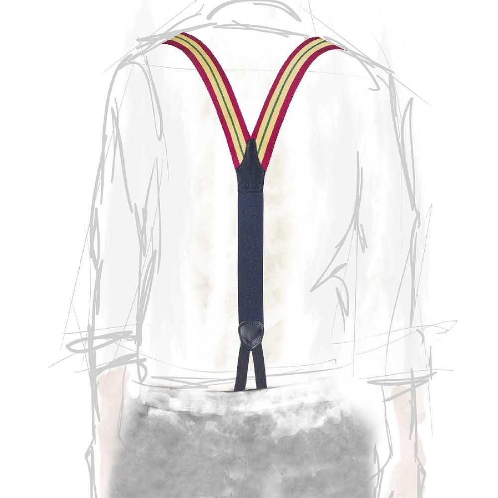 Rubinacci Bretelle Rigate Giallo E Bordeaux