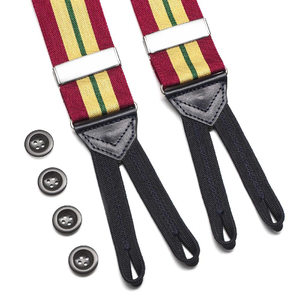 Rubinacci Bretelle Rigate Giallo E Bordeaux