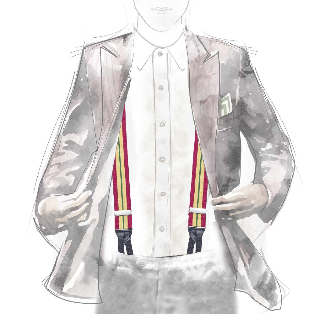 Rubinacci Bretelle rigate giallo e bordeaux