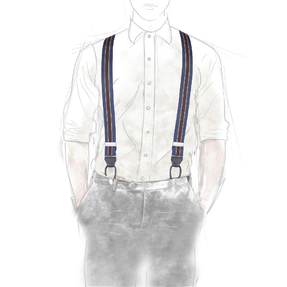 Rubinacci Bretelle Rigate Verde E Vino