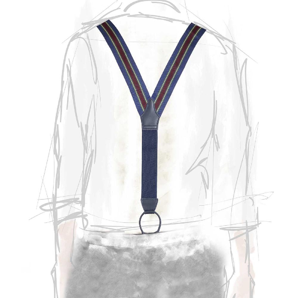 Rubinacci Bretelle Rigate Verde E Vino