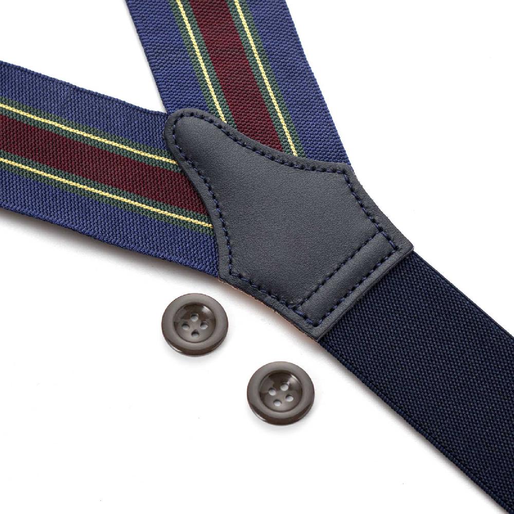 Rubinacci Bretelle Rigate Verde E Vino