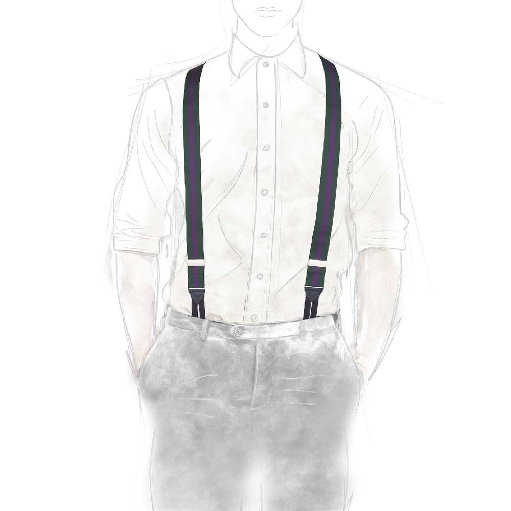 Rubinacci Bretelle Rigate Verde E Viola