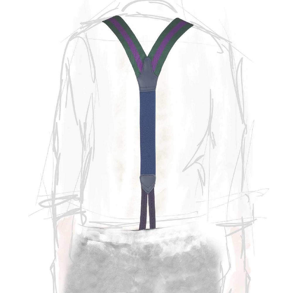 Rubinacci Bretelle Rigate Verde E Viola