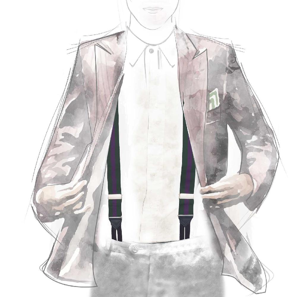 Rubinacci Bretelle rigate verde e viola