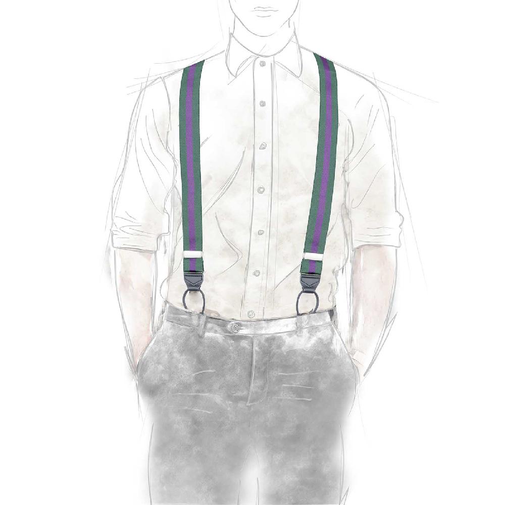 Rubinacci Bretelle Rigate Viola E Verde