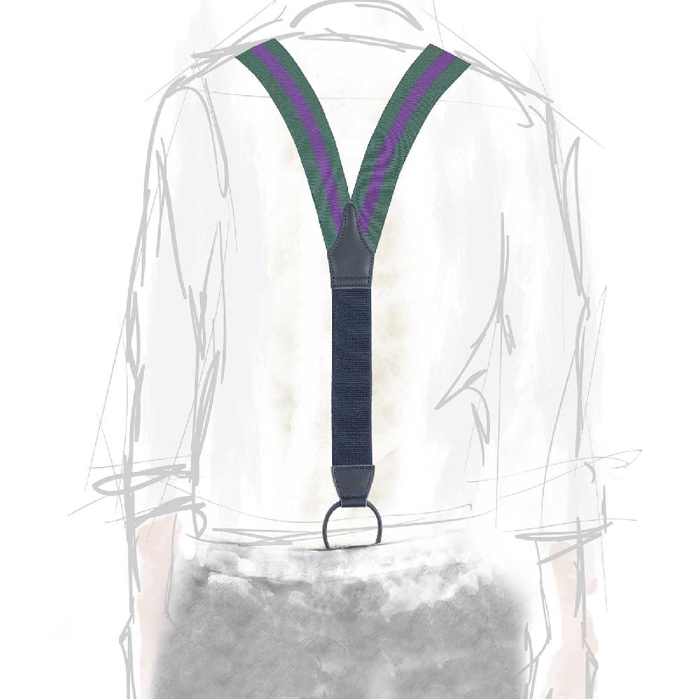 Rubinacci Bretelle Rigate Viola E Verde