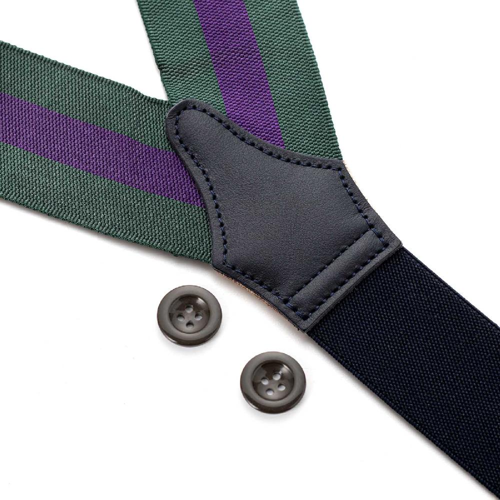 Rubinacci Bretelle Rigate Viola E Verde