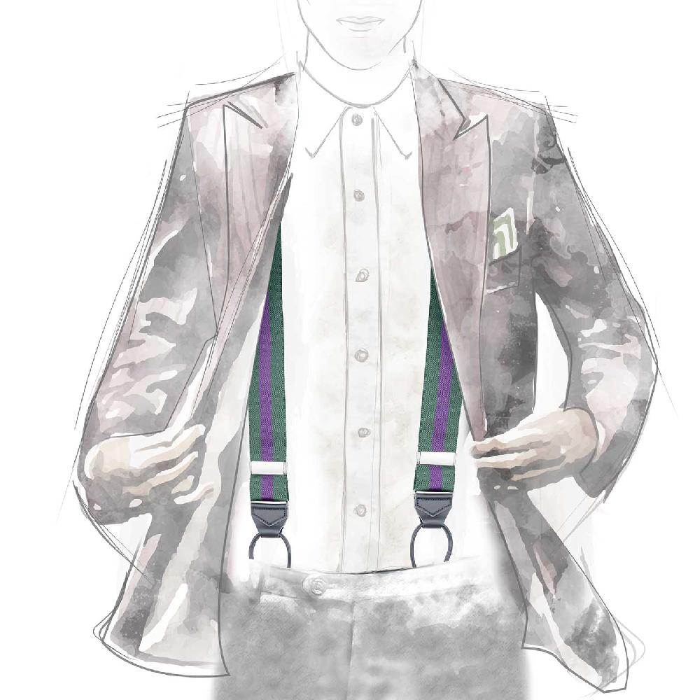 Rubinacci Bretelle rigate viola e verde