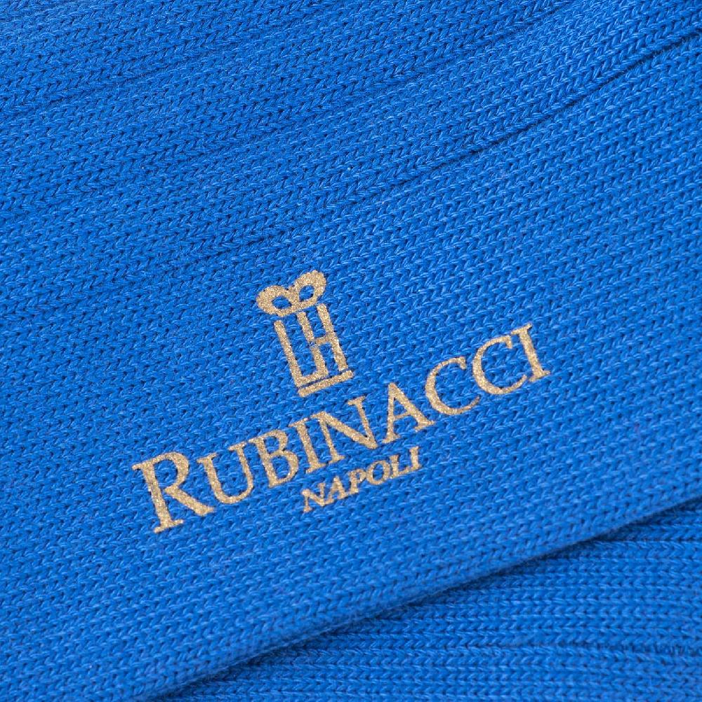 Rubinacci Calze In Cotone A Costa Larga Bluette