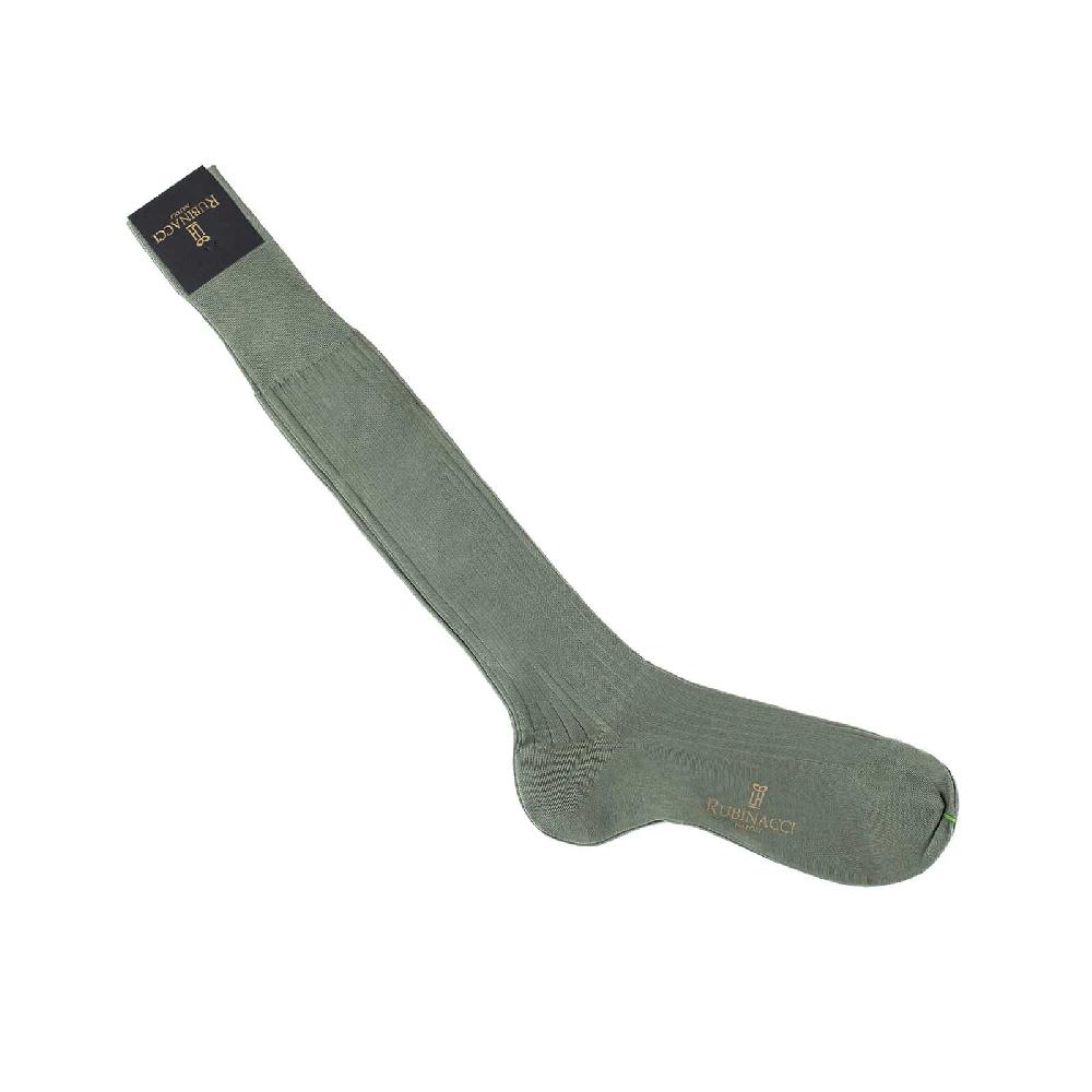 Rubinacci Calze in filo di Scozia a costina salvia