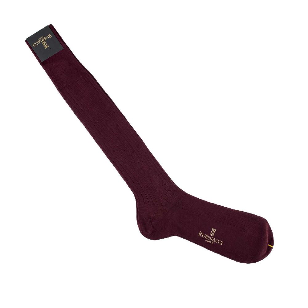 Rubinacci Calze in filo di Scozia a costina vino
