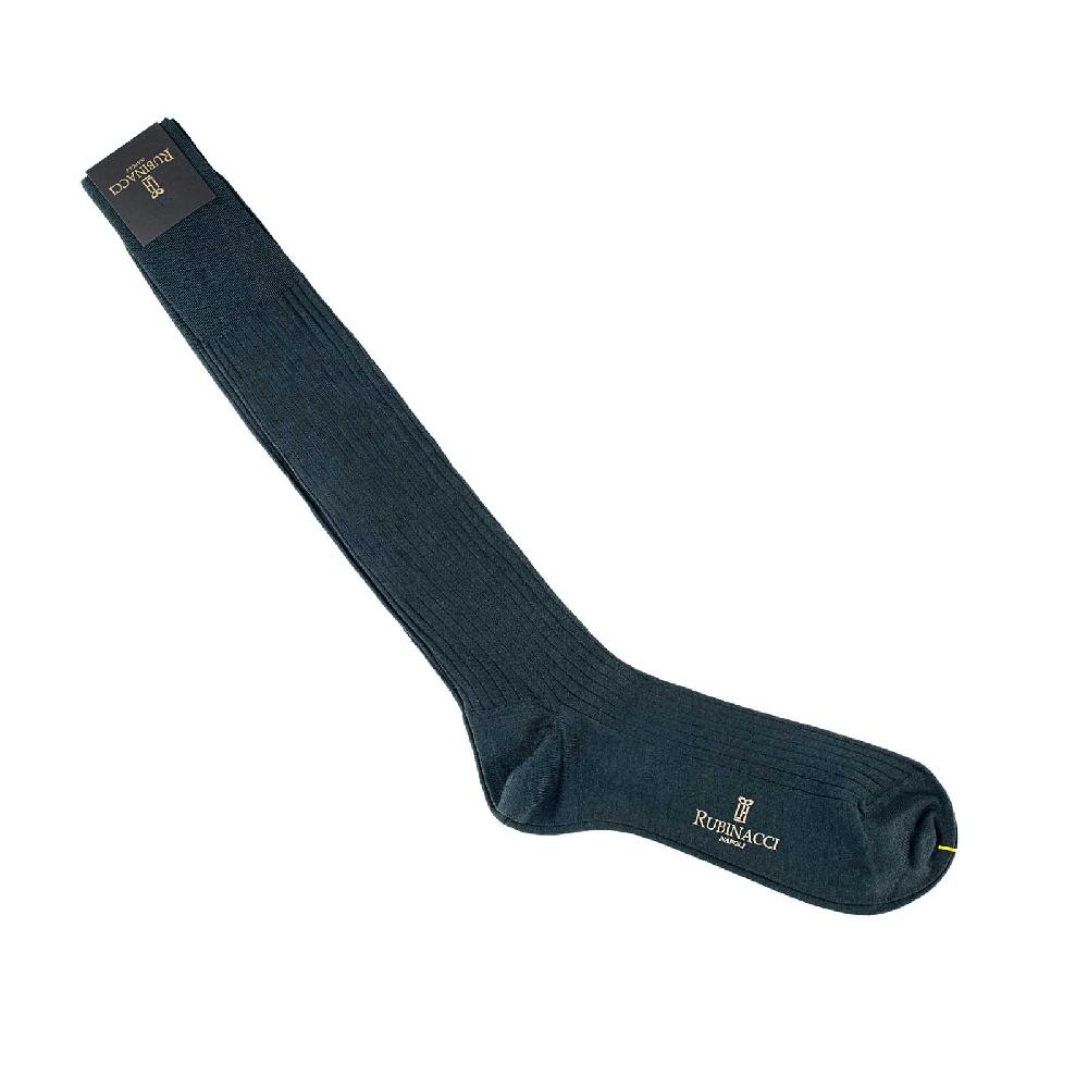 Rubinacci Calze in lana a costina verde bosco