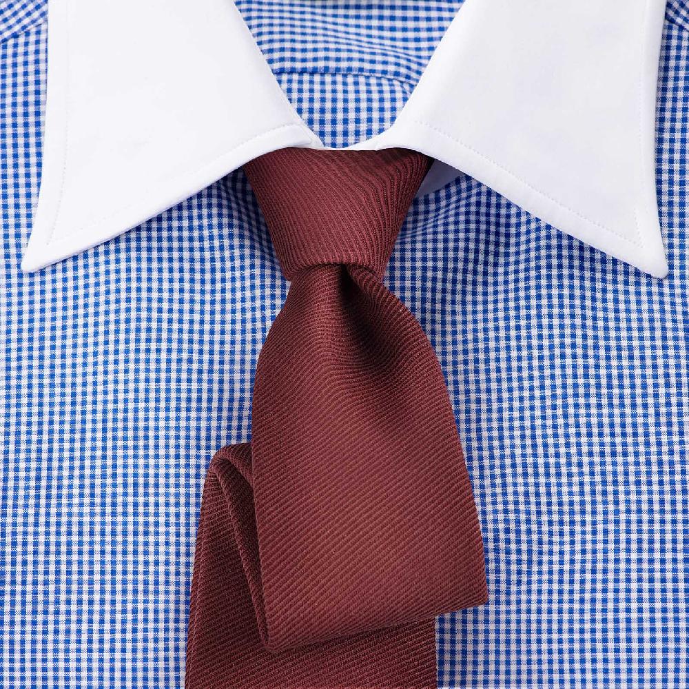 Rubinacci Camicia Con Collo Bianco Quadretto Blu