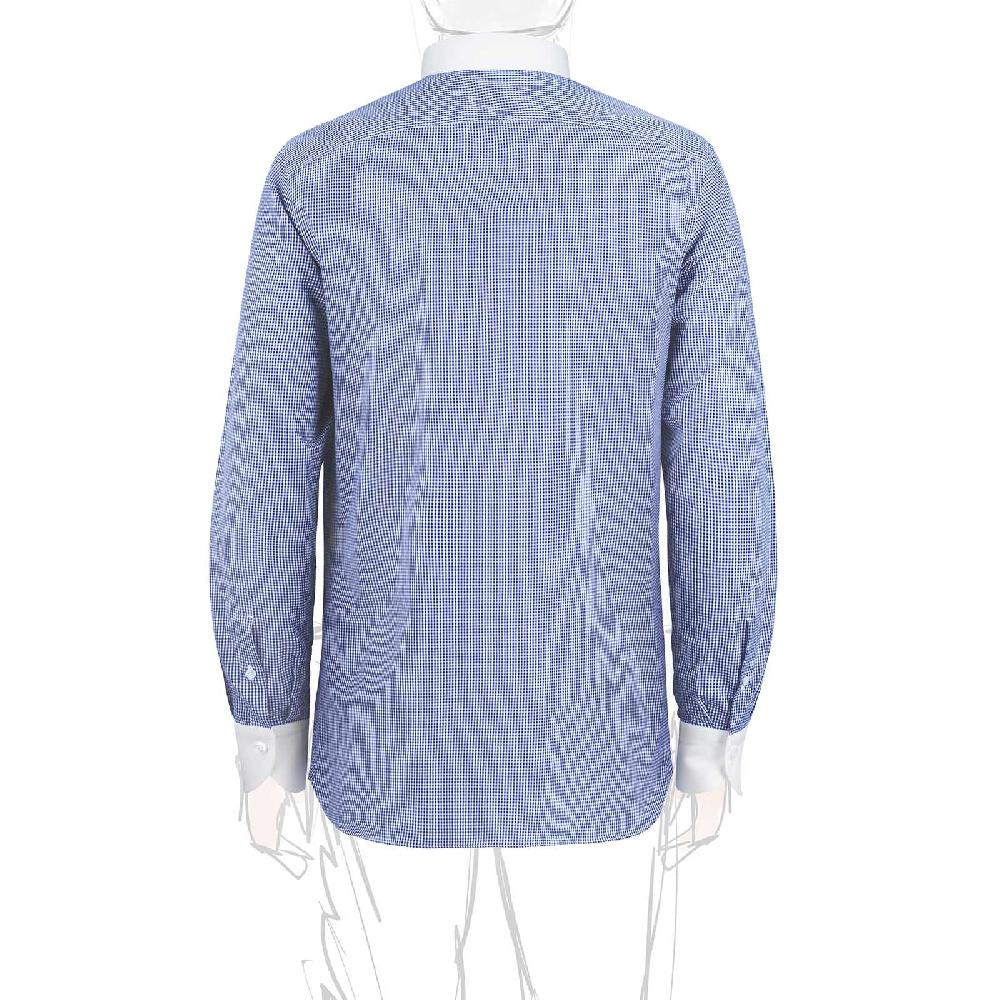 Rubinacci Camicia Con Collo Bianco Quadretto Blu