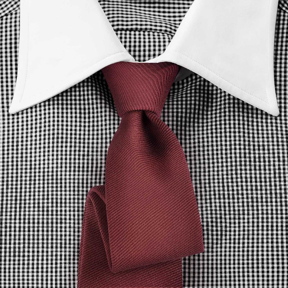 Rubinacci Camicia Con Collo Bianco Quadretto Nero