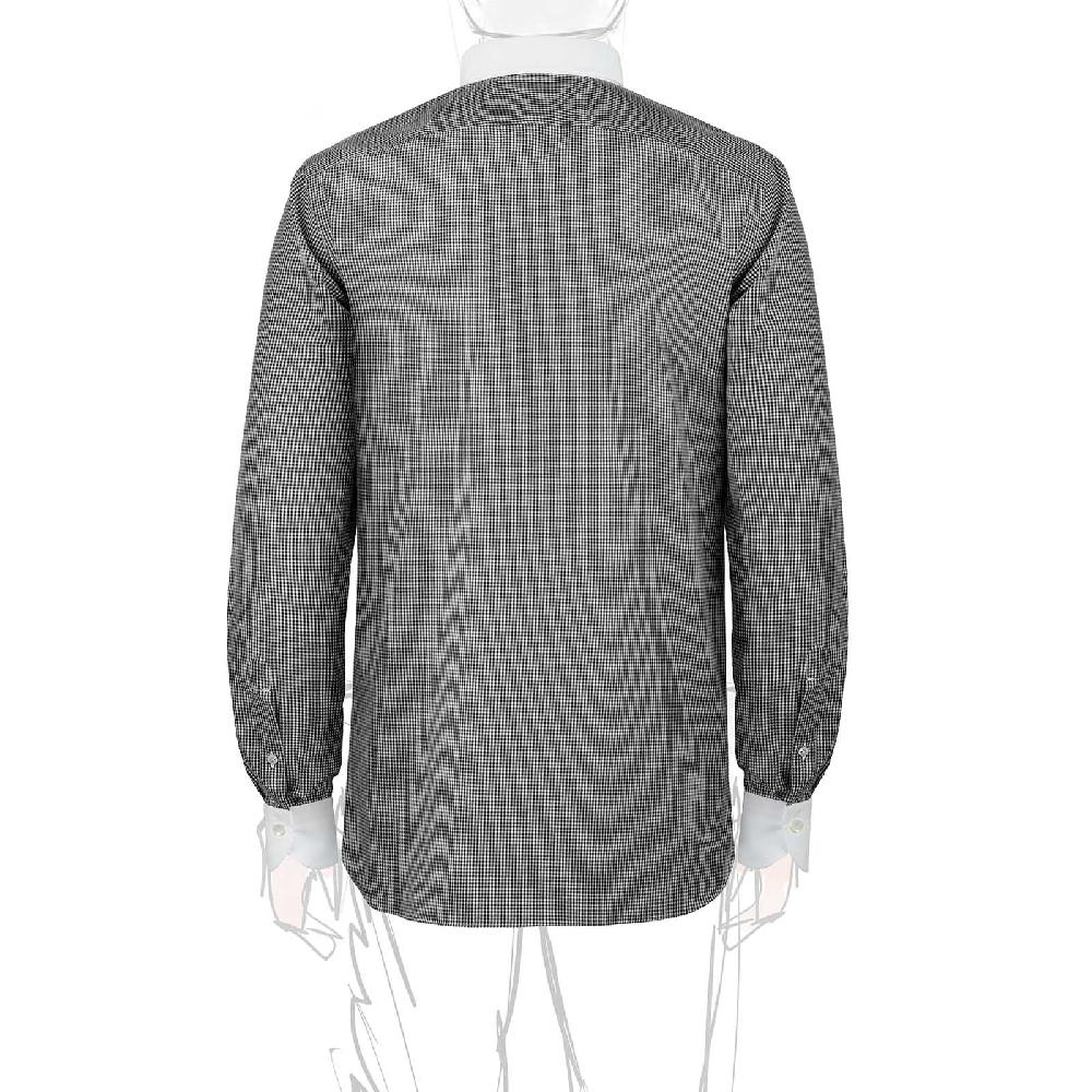 Rubinacci Camicia Con Collo Bianco Quadretto Nero