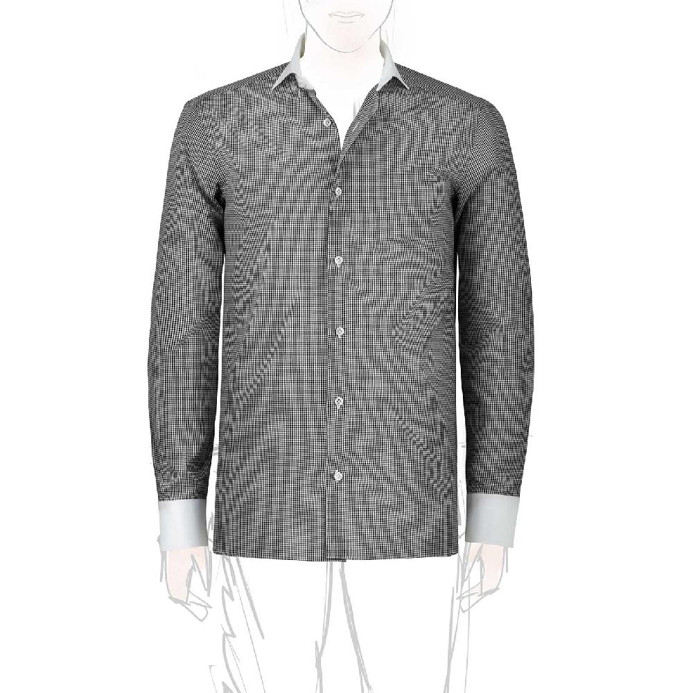 Rubinacci Camicia con collo bianco quadretto nero