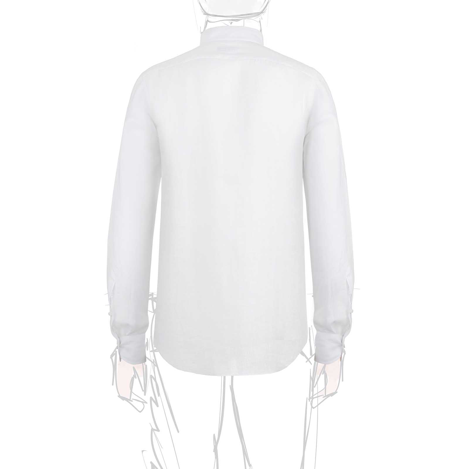 Rubinacci Camicia Guru In Lino Bianco