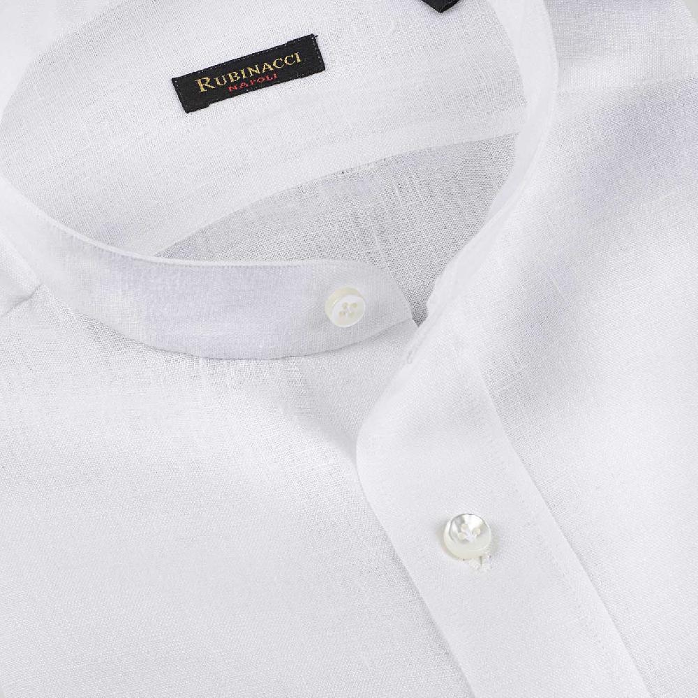 Rubinacci Camicia Guru In Lino Bianco