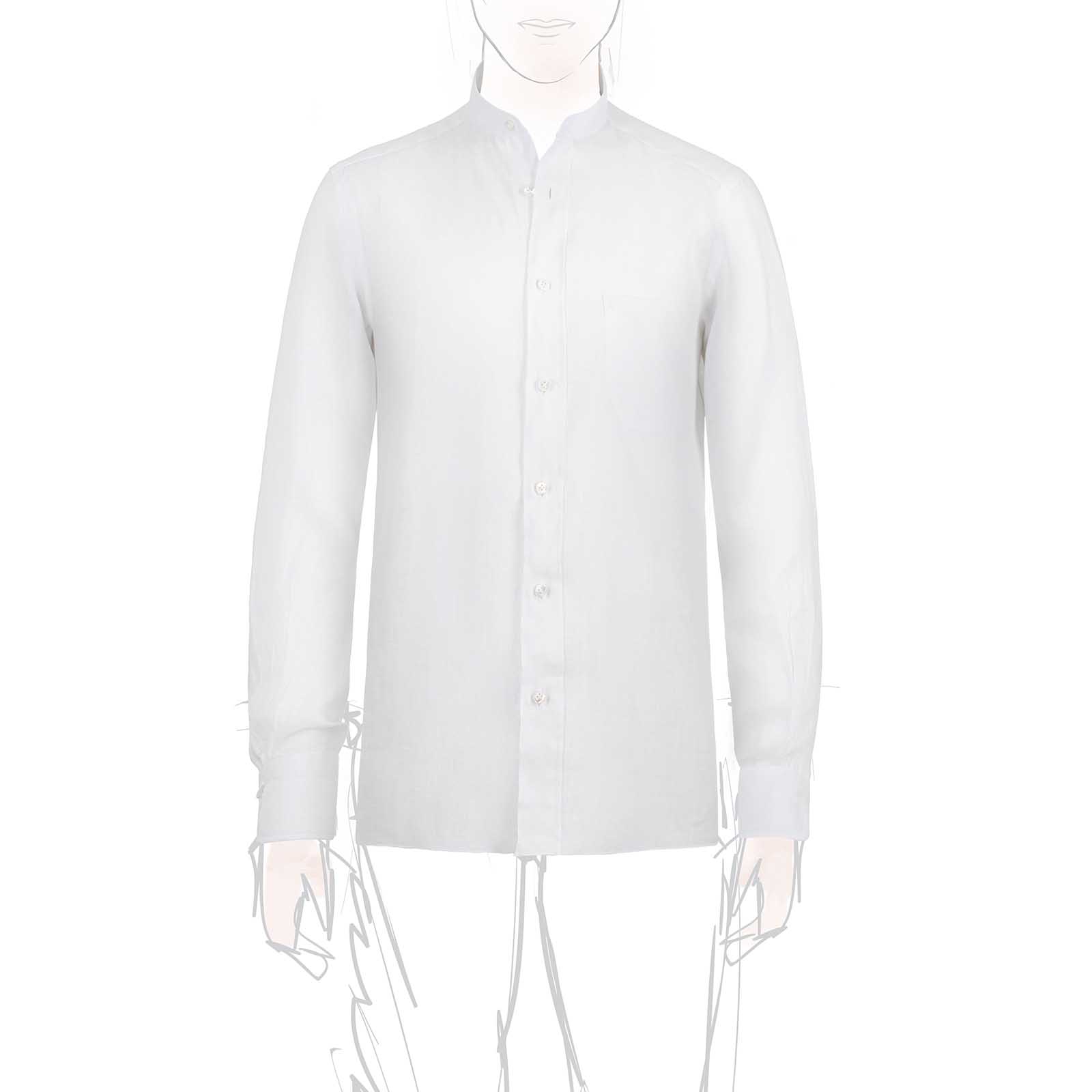 Rubinacci Camicia guru in lino bianco