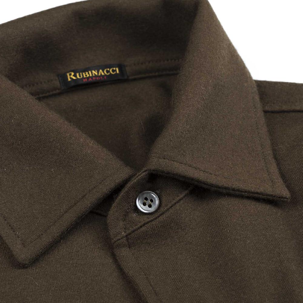 Rubinacci Camicia In Cashmere Verde Militare