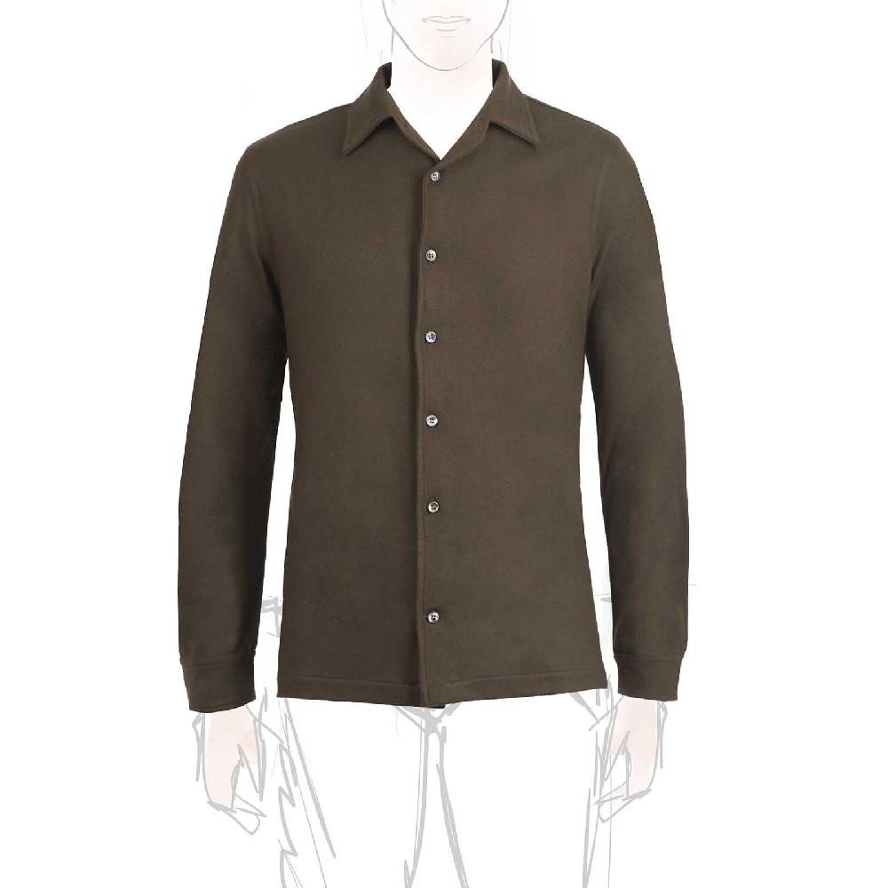 Rubinacci Camicia in cashmere verde militare