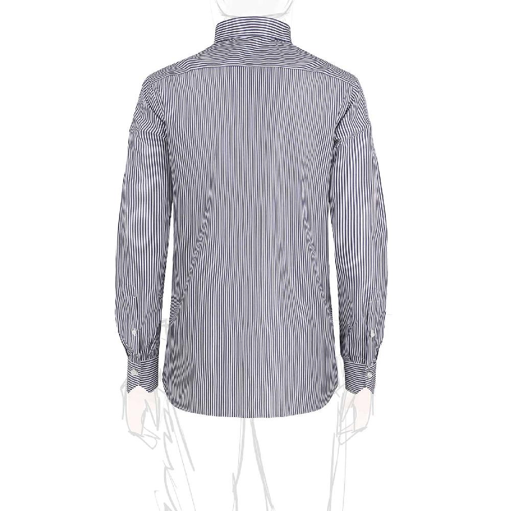 Rubinacci Camicia In Cotone Rigato Bianco E Blu