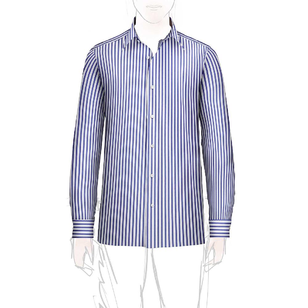 Rubinacci Camicia in cotone rigato bianco e blu