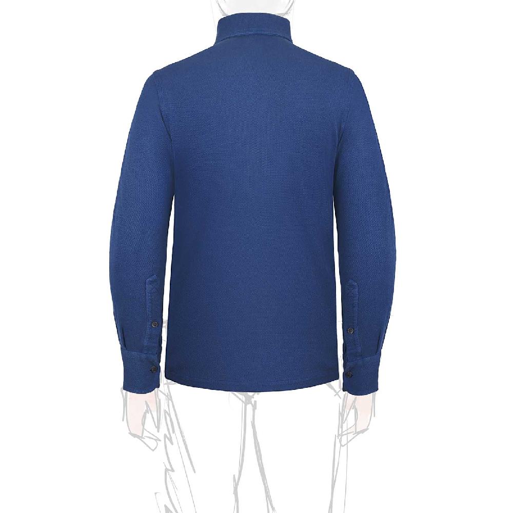 Rubinacci Camicia In Piquet Ceruleo