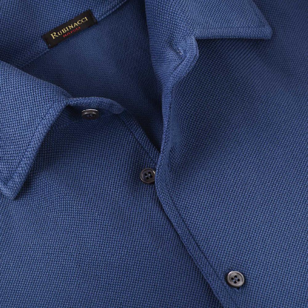Rubinacci Camicia In Piquet Ceruleo