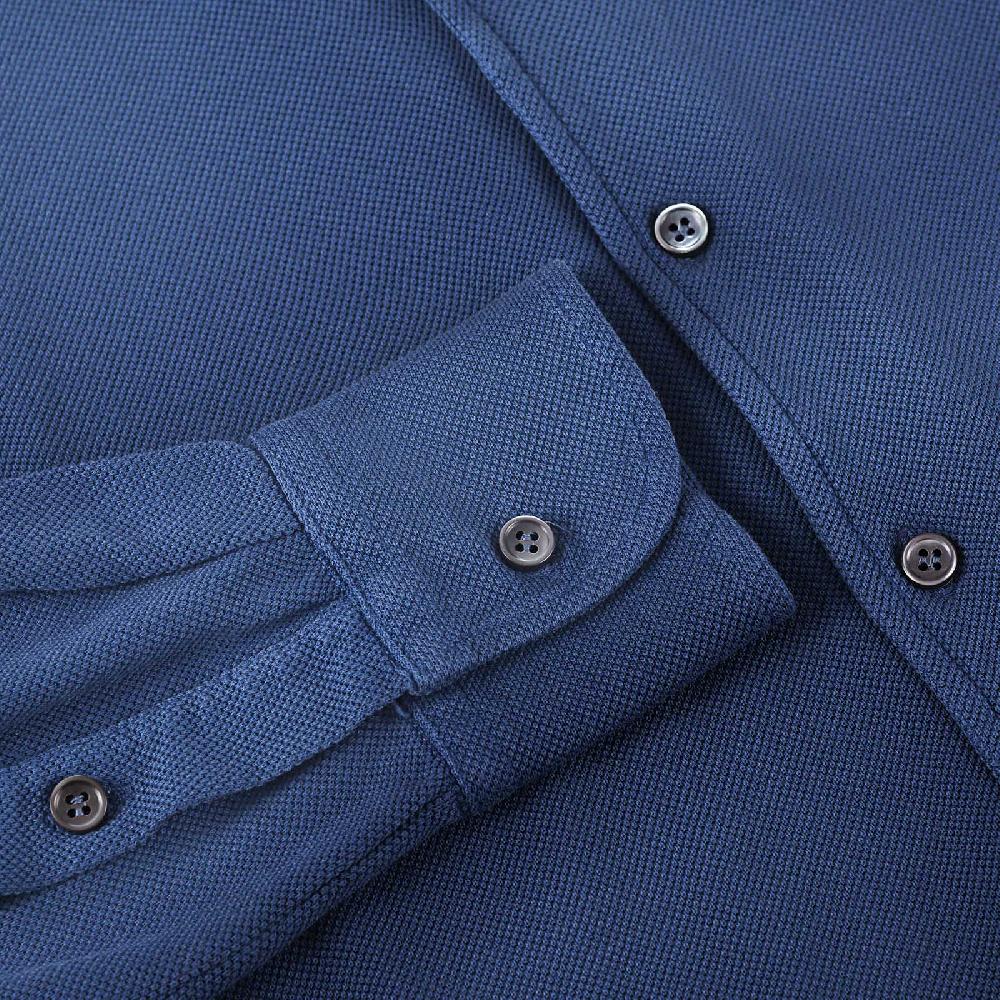 Rubinacci Camicia In Piquet Ceruleo