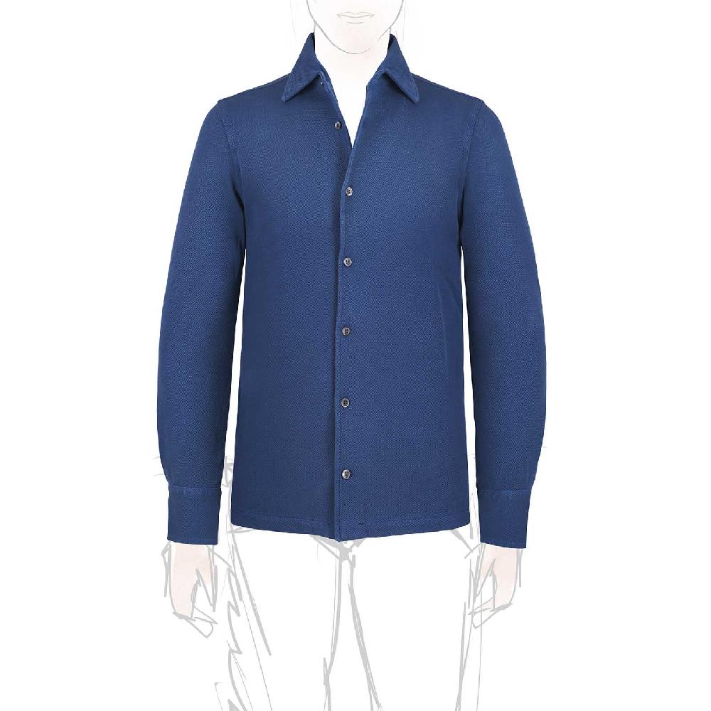 Rubinacci Camicia in piquet ceruleo
