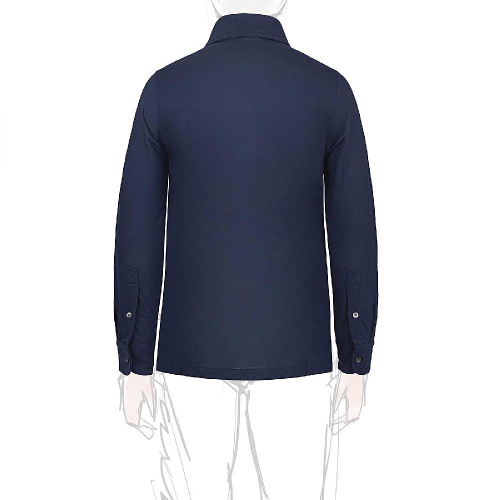 Rubinacci Camicia In Piquet Di Lana Blu