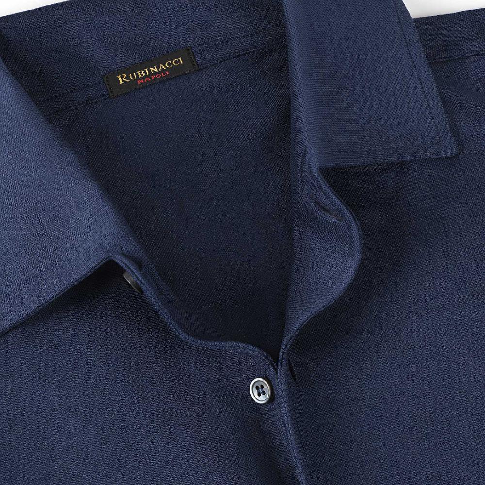 Rubinacci Camicia In Piquet Di Lana Blu