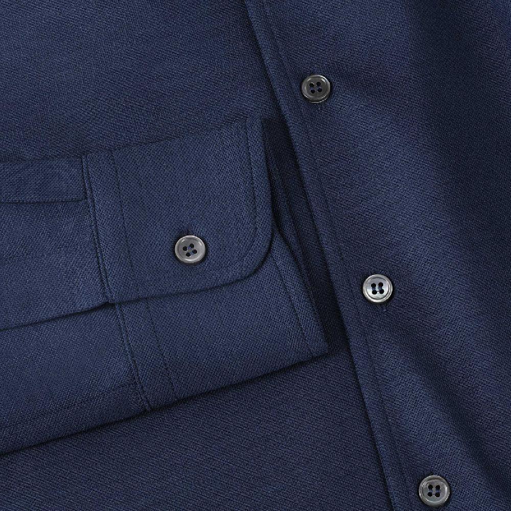 Rubinacci Camicia In Piquet Di Lana Blu