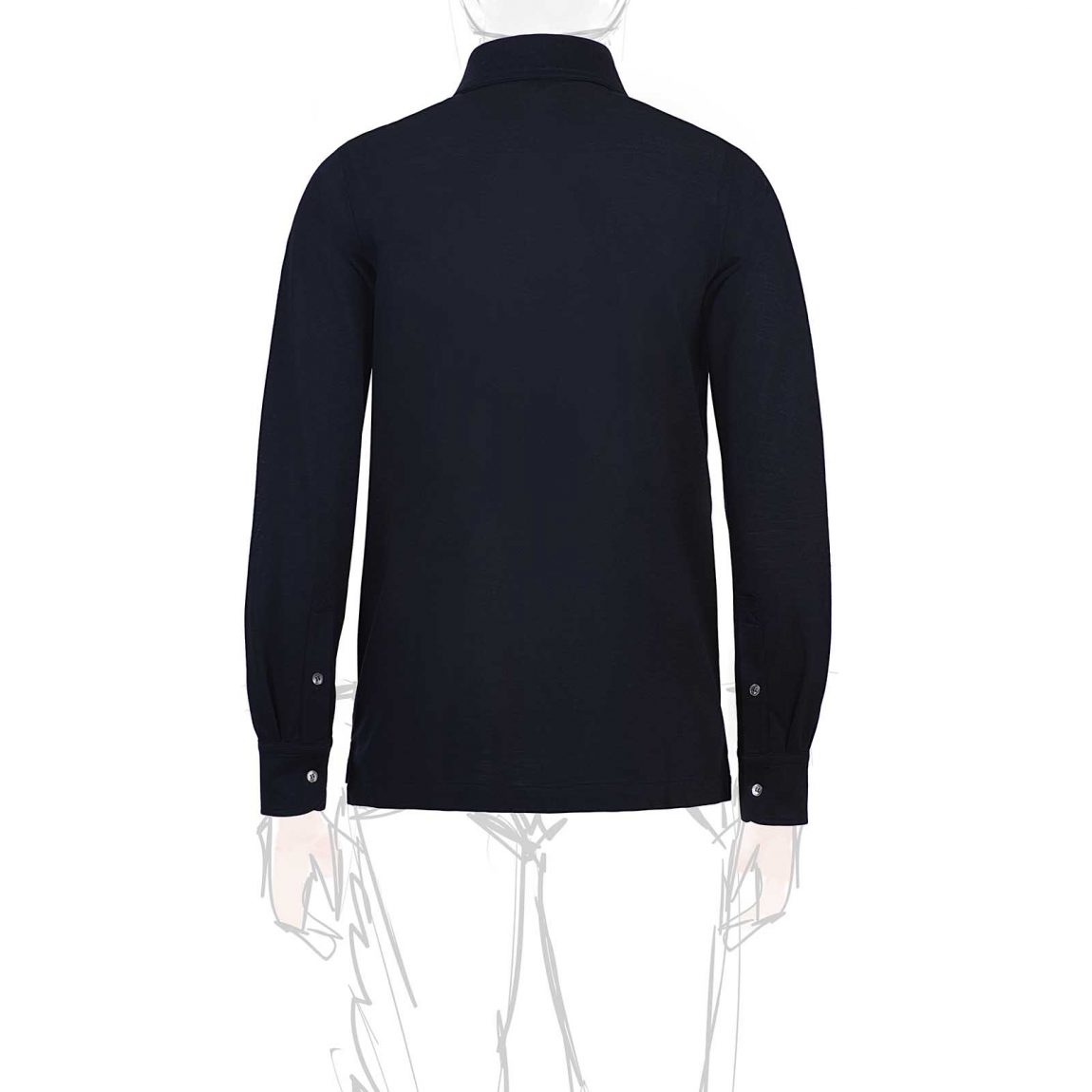 Rubinacci Camicia In Piquet Di Lana Blu Navy