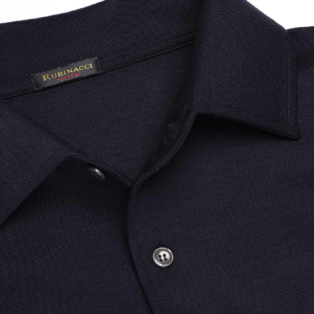 Rubinacci Camicia In Piquet Di Lana Blu Navy