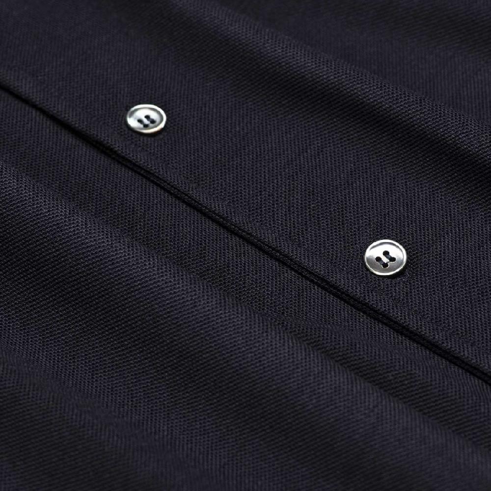 Rubinacci Camicia In Piquet Di Lana Blu Navy