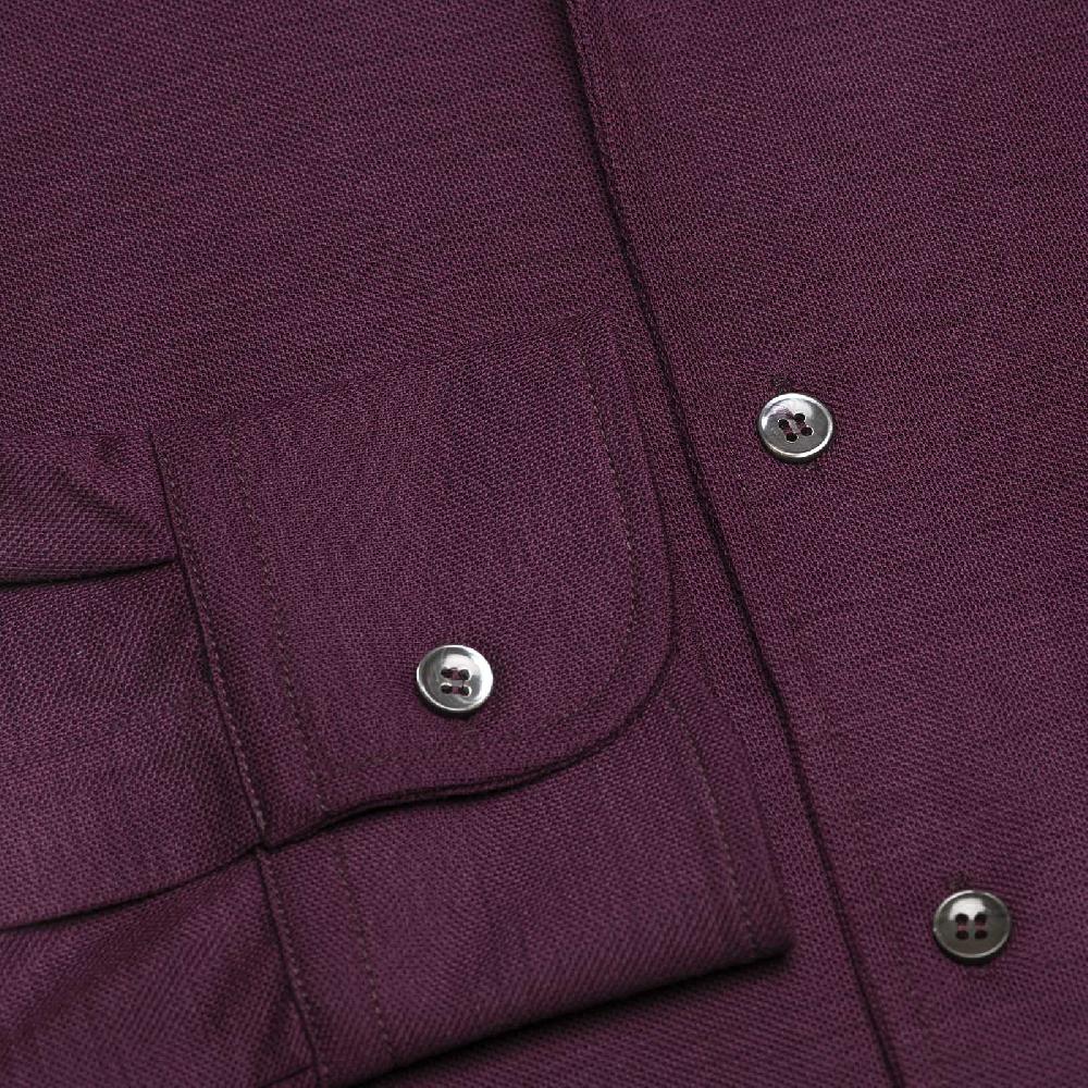 Rubinacci Camicia In Piquet Di Lana Bordeaux