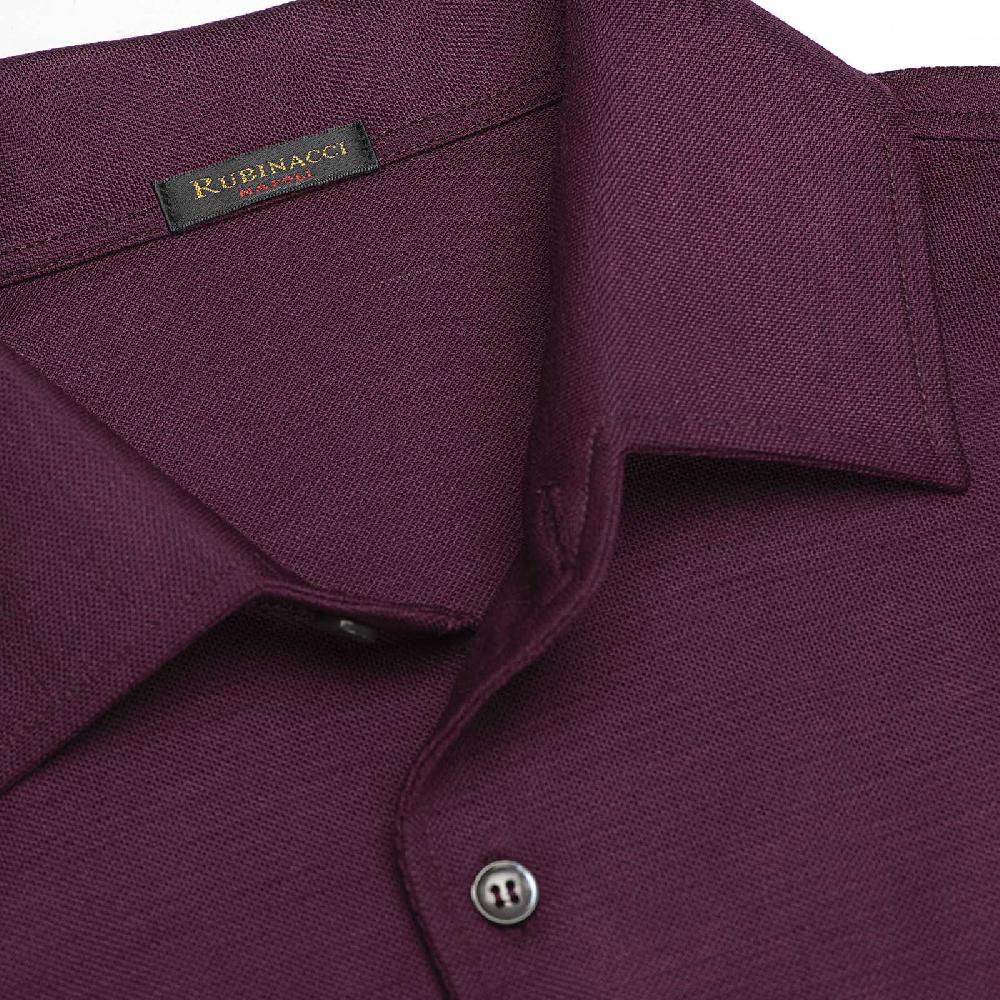 Rubinacci Camicia In Piquet Di Lana Bordeaux