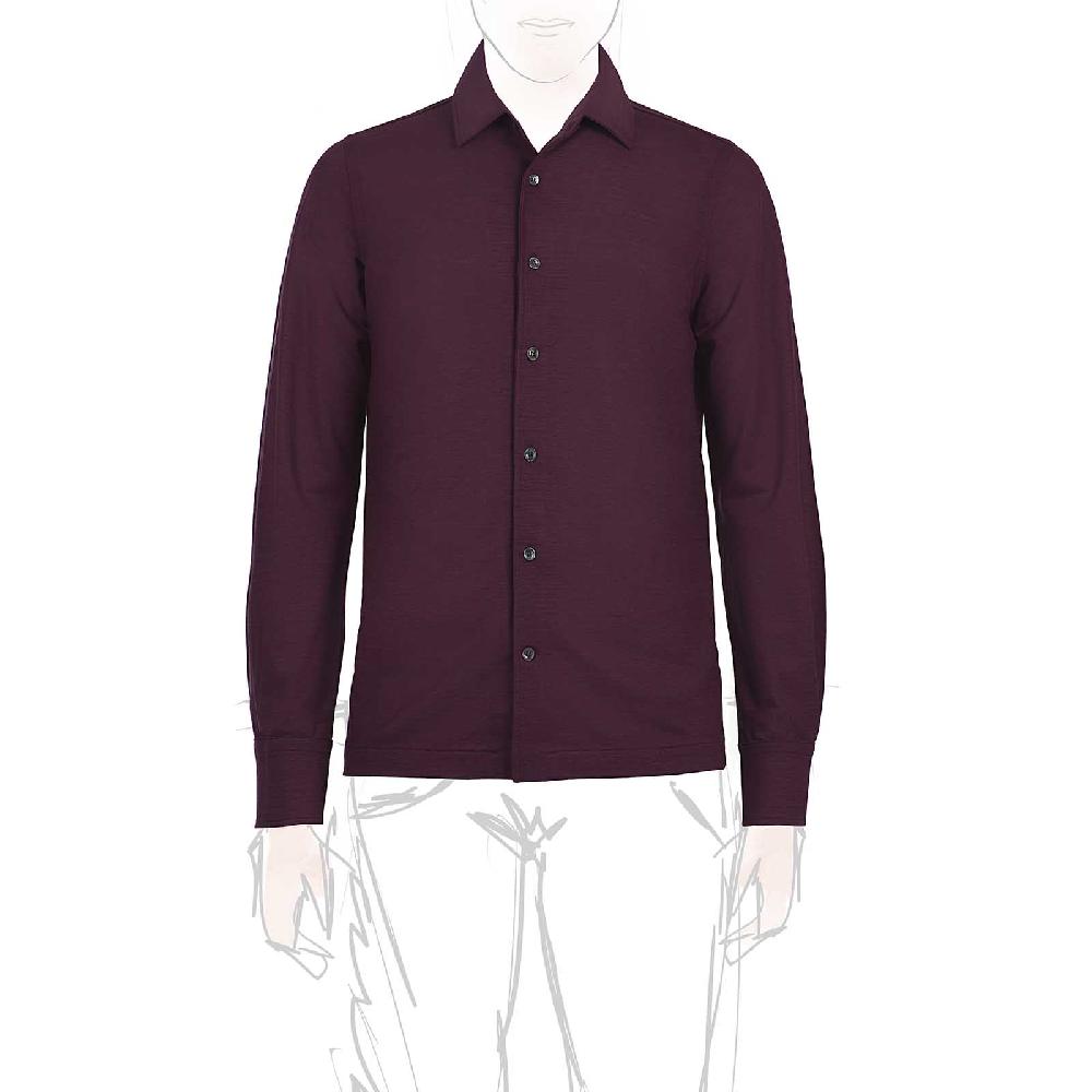 Rubinacci Camicia in piquet di lana bordeaux