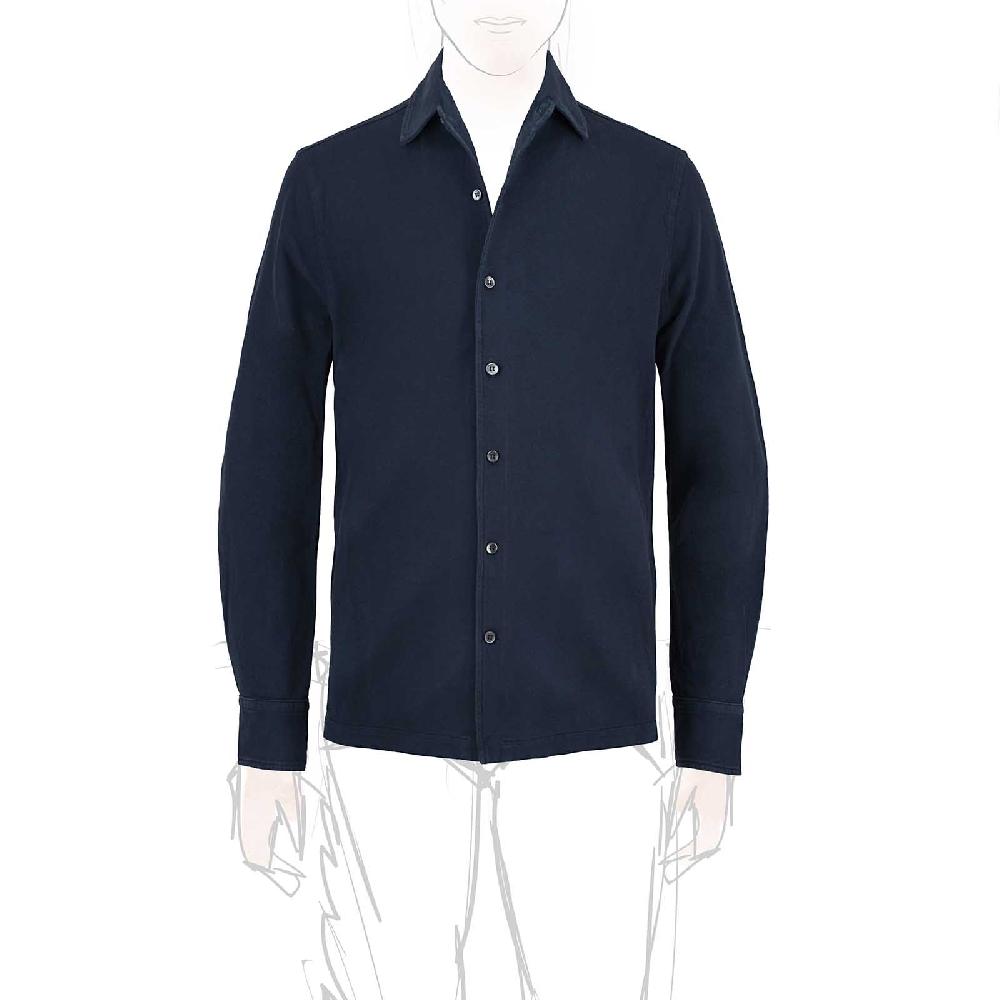 Rubinacci Camicia in piquet leggero blu