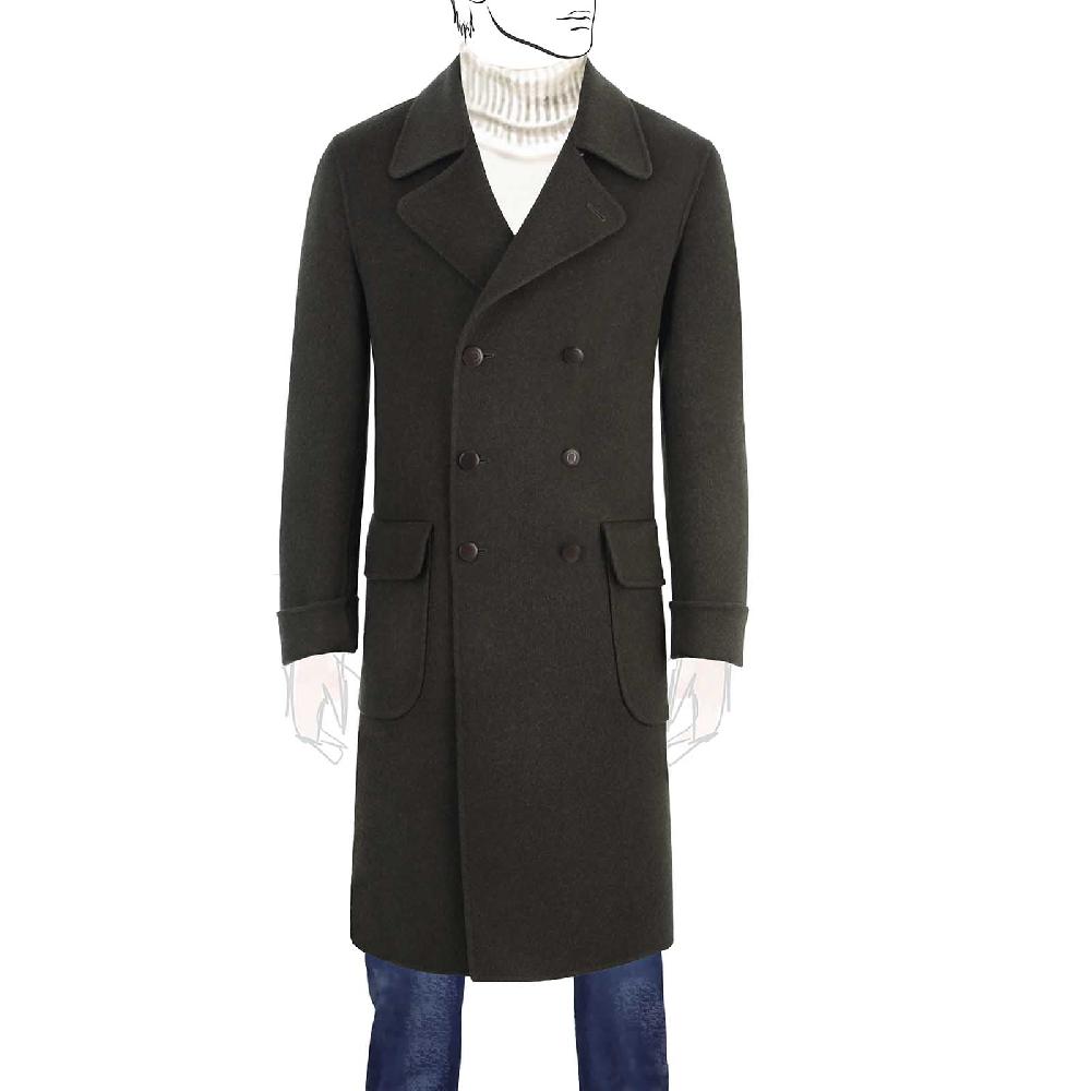 Rubinacci Cappotto doppio petto in cashmere verde