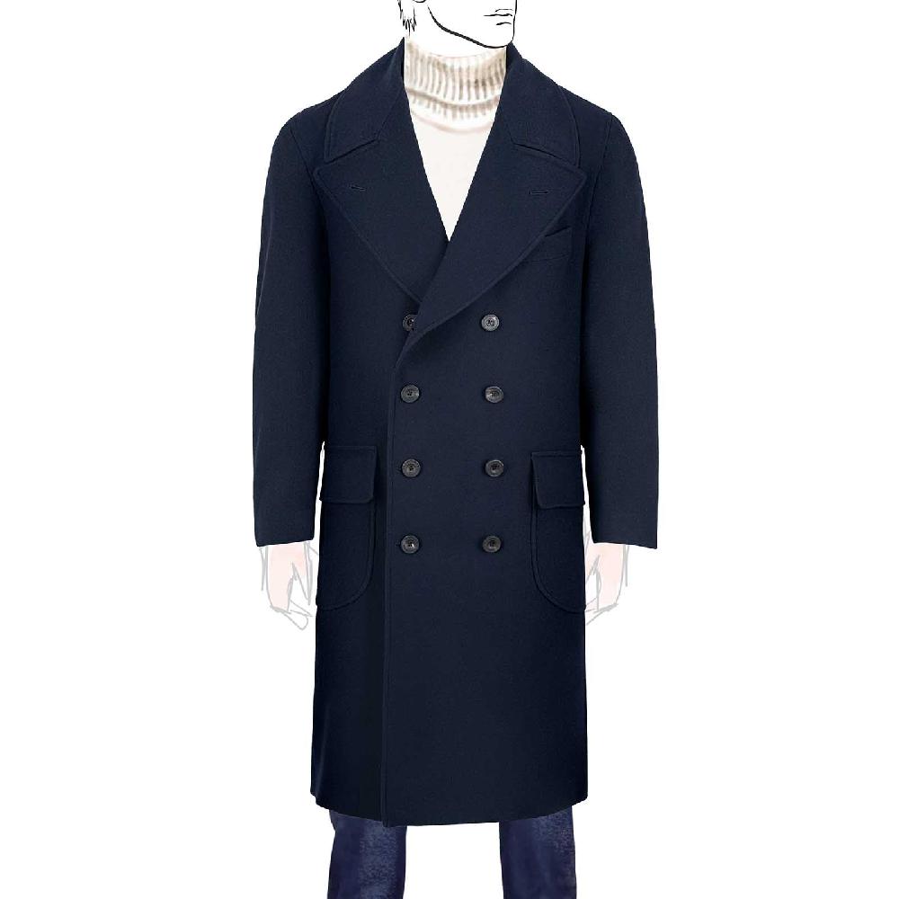 Rubinacci Cappotto Ulster in lana super 200's blu