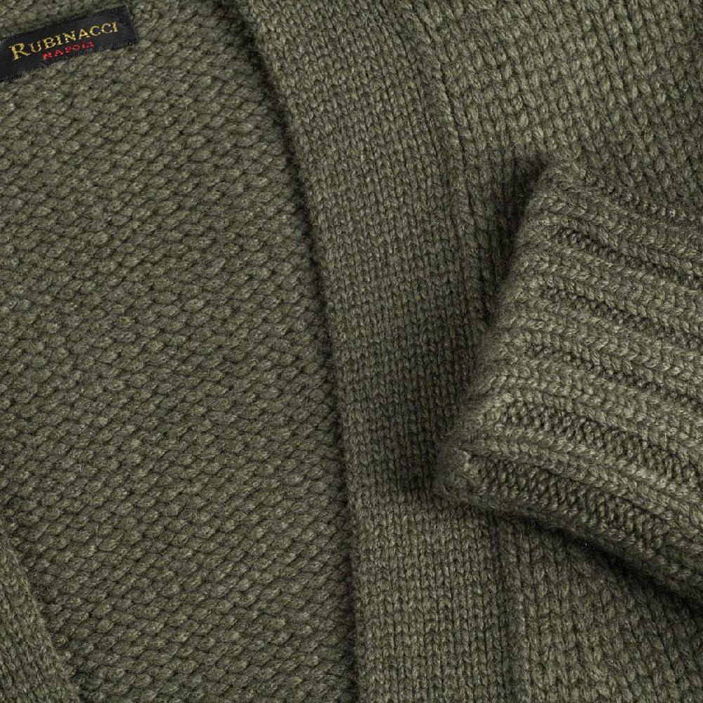 Rubinacci Cardigan Cashmere Verde Oliva