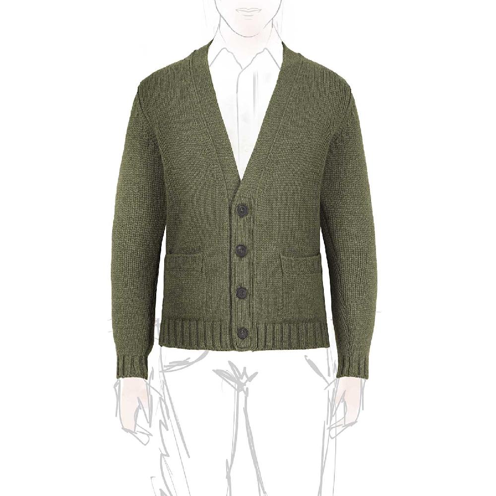 Rubinacci Cardigan cashmere verde oliva