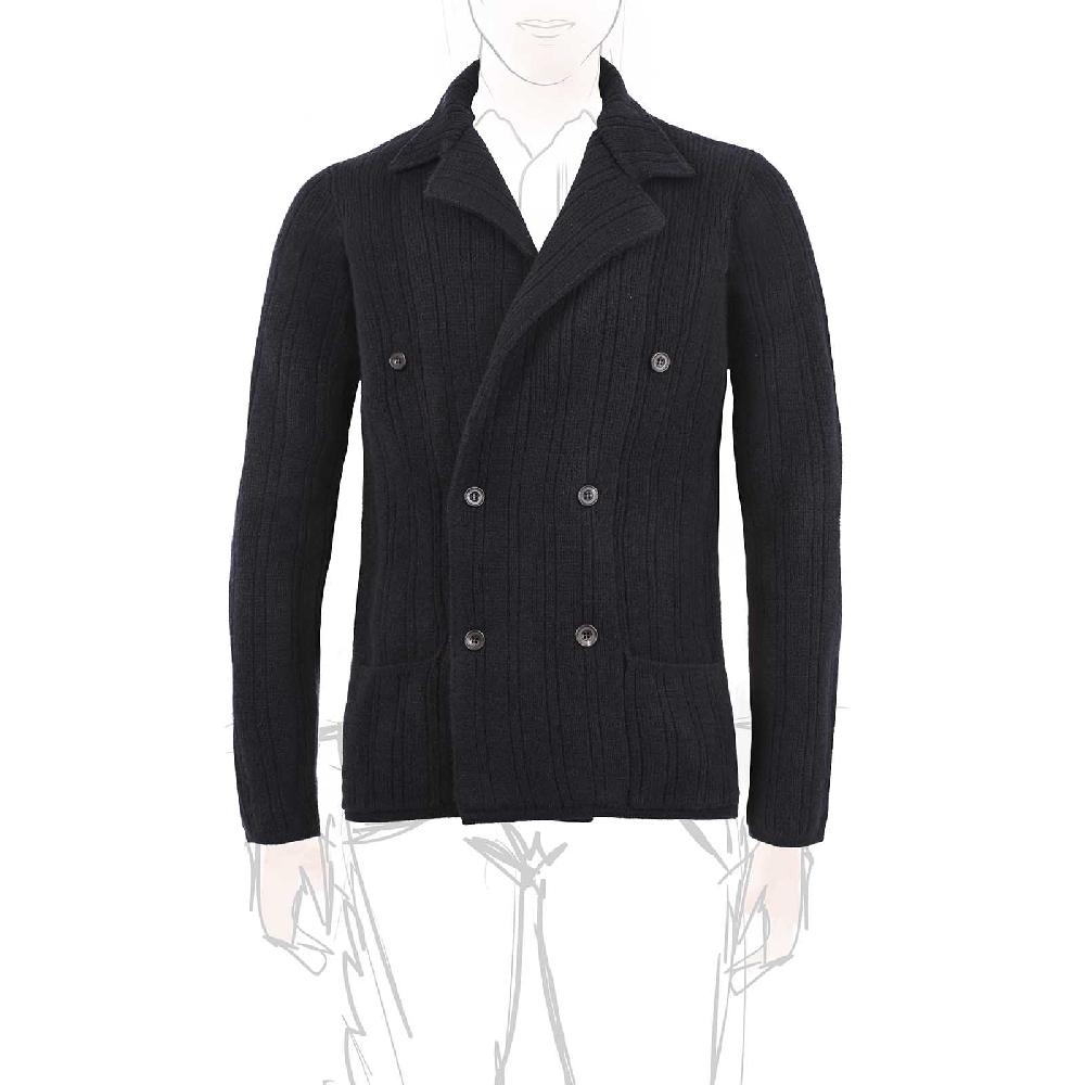 Rubinacci Cardigan doppio petto cashmere blu