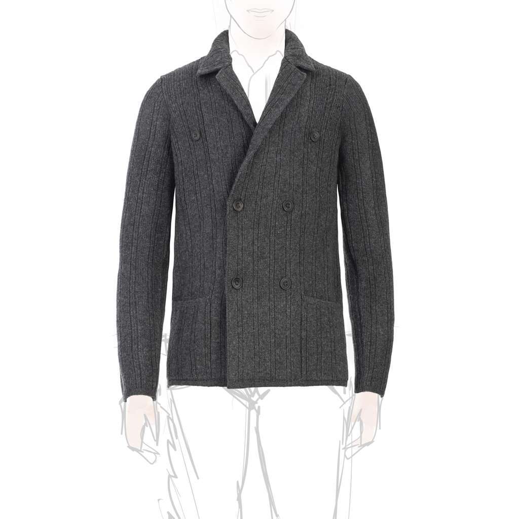 Rubinacci Cardigan doppio petto cashmere grigio